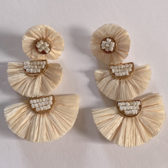 Statement Earrings Beaded Raffia Palm Bohemian Drop Dangle Earrings for women - Picture 3 of 7